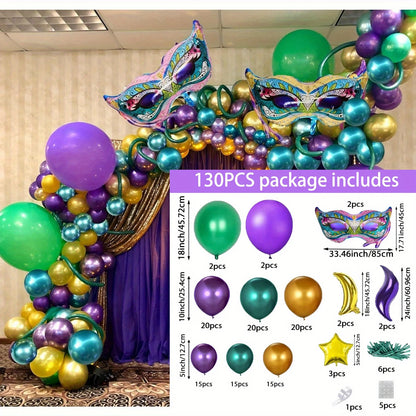 Kit de arco de balão com tema de carnaval balões de carnaval 130 peças arco decoração