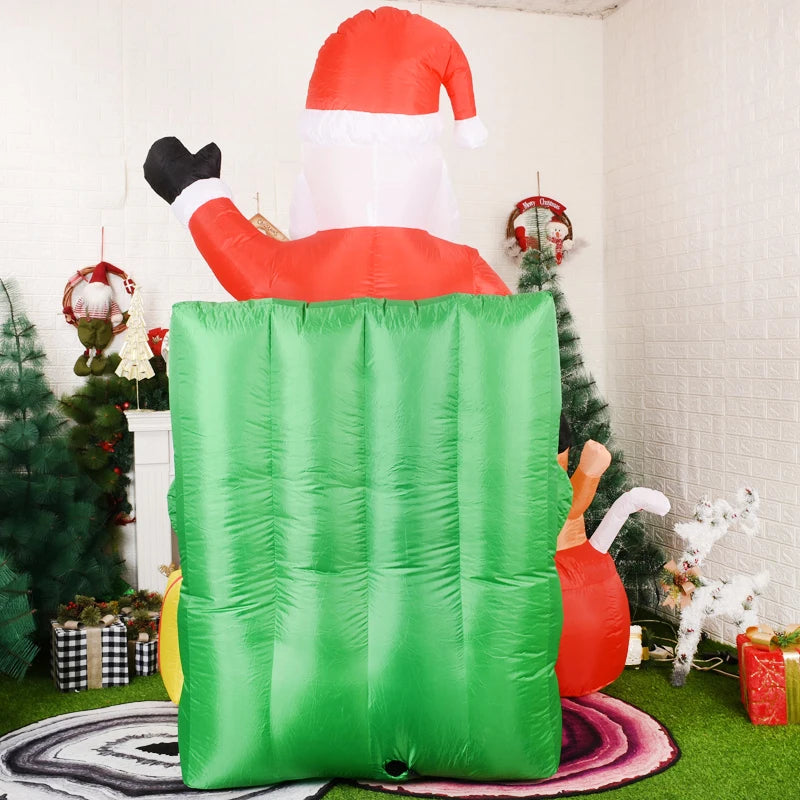 Papai Noel Inflável de 6 pés, Decoração de Quintal de Natal, Luzes LED para Festa, Gramado