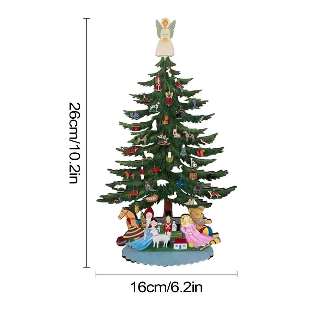 Árvore Natal De Mesa Enfeite Natalino 26,16Cm Madeira Luxo