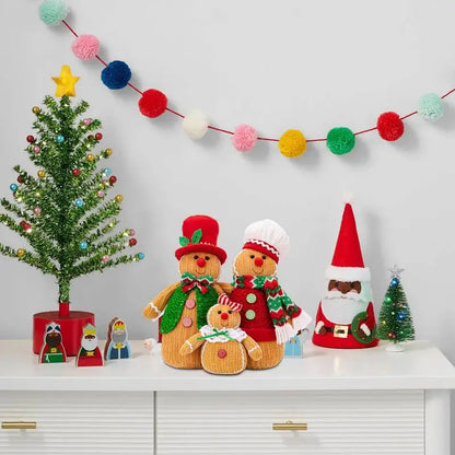 Trio Decoração Bonecos Natal gengibre Noel Boneco De Neve 30cm