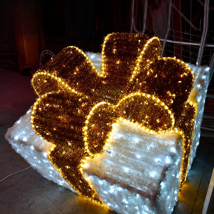 Decoração de Natal ao ar livre LED 3D Caixas de presente iluminadas Presentes