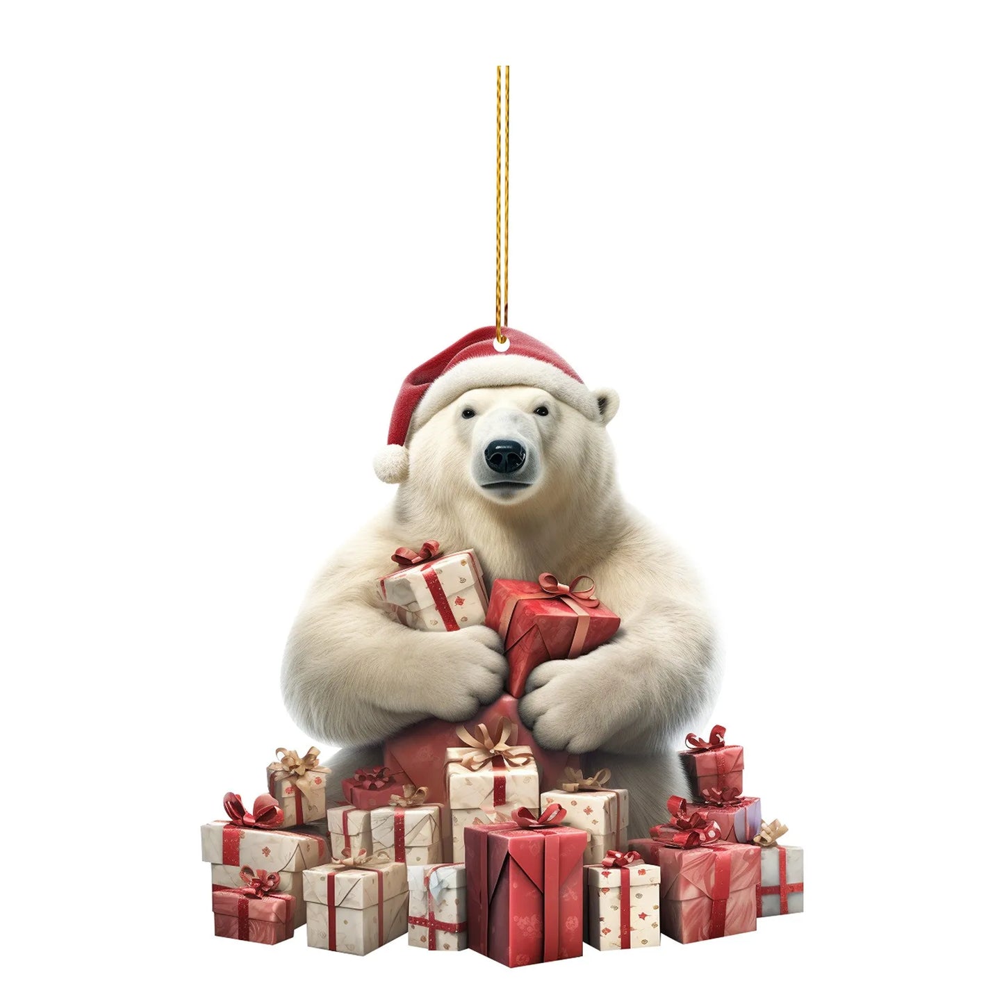 Nature Vibe 12,6 polegadas Sisal urso polar mãe e bebê decorações de Natal