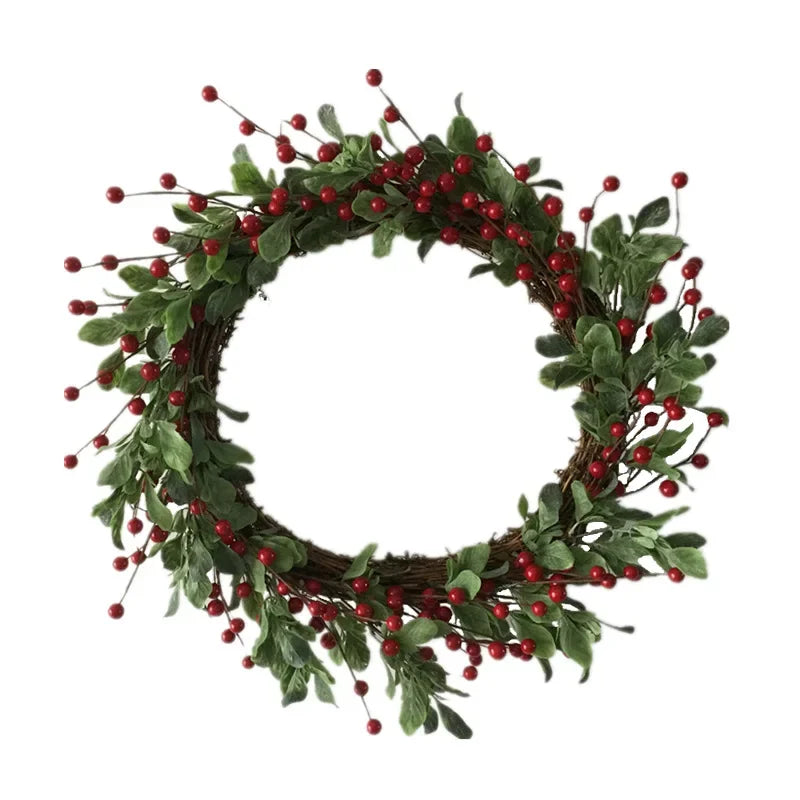 Guirlanda de flores de algodão seco, guirlanda de Natal, pingente de porta, decoração