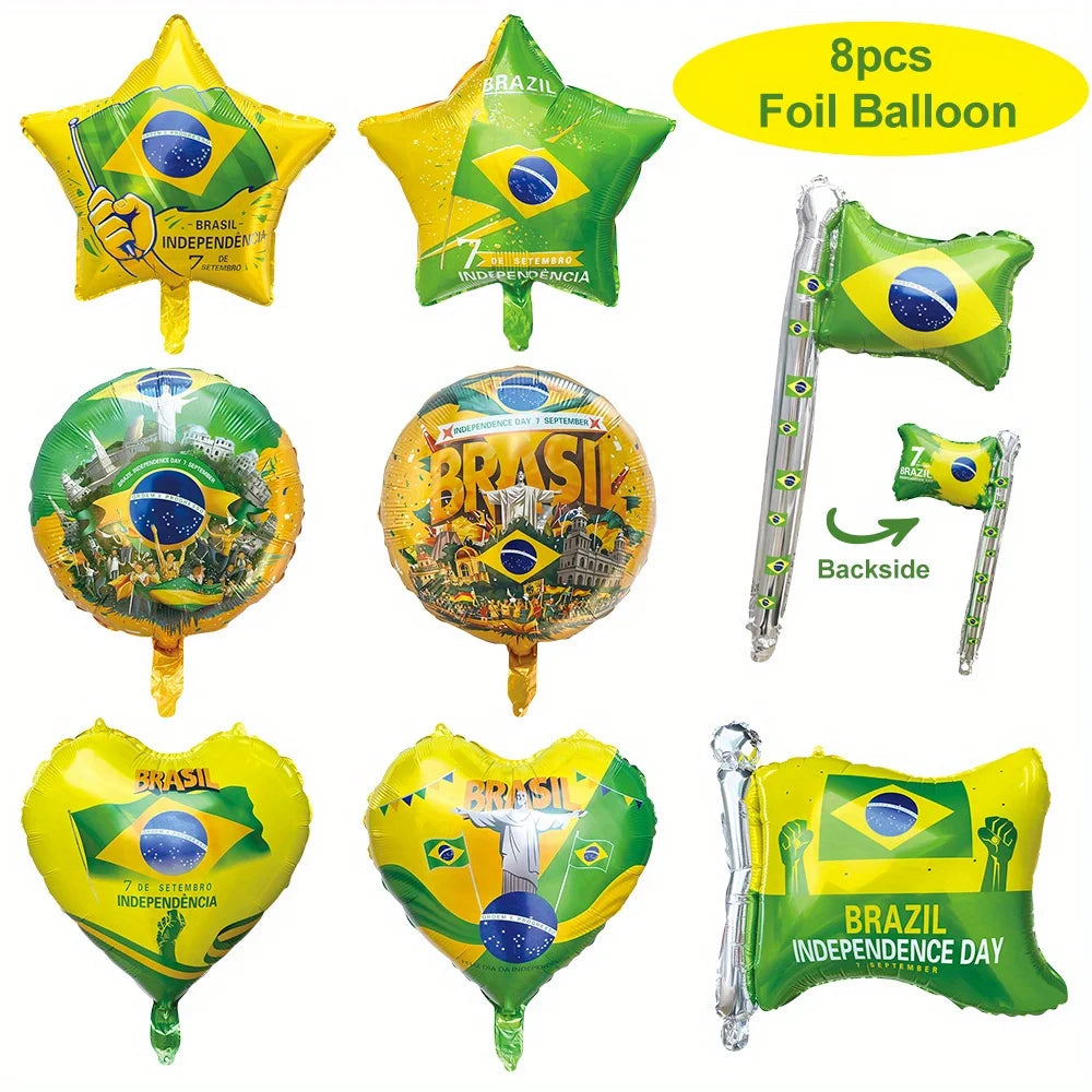 Balões de Copa do Mundo 8 peças Balões Amarelo Verde Brasil Para Festa Copa do Mundo