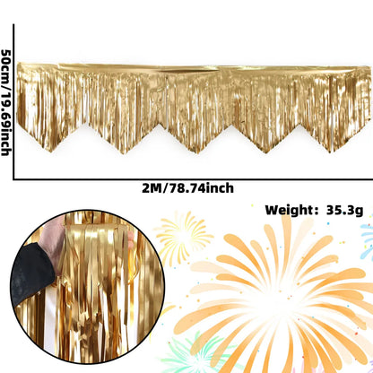 Cortina Ondulado Carnaval Pacote com 4, 9,5 cm x 2,8 m, dourado, verde e roxo