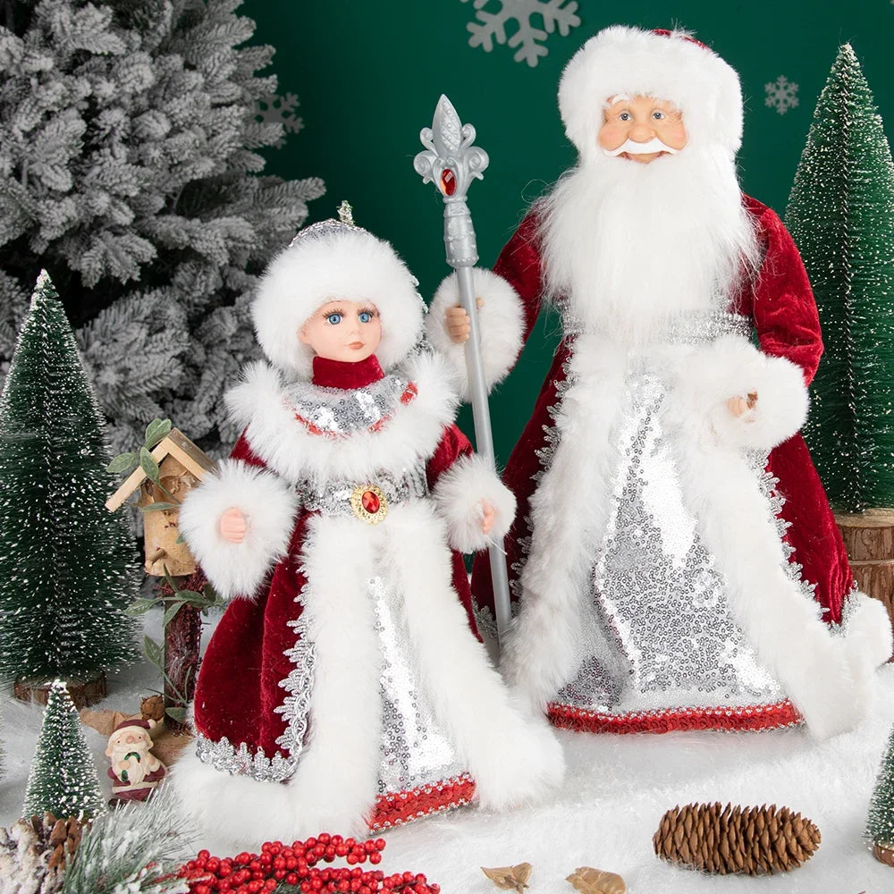 Papai Noel Grande Muñeco Cajado Azul Claro Figura do Papai Noel Ded Moroz Natalino