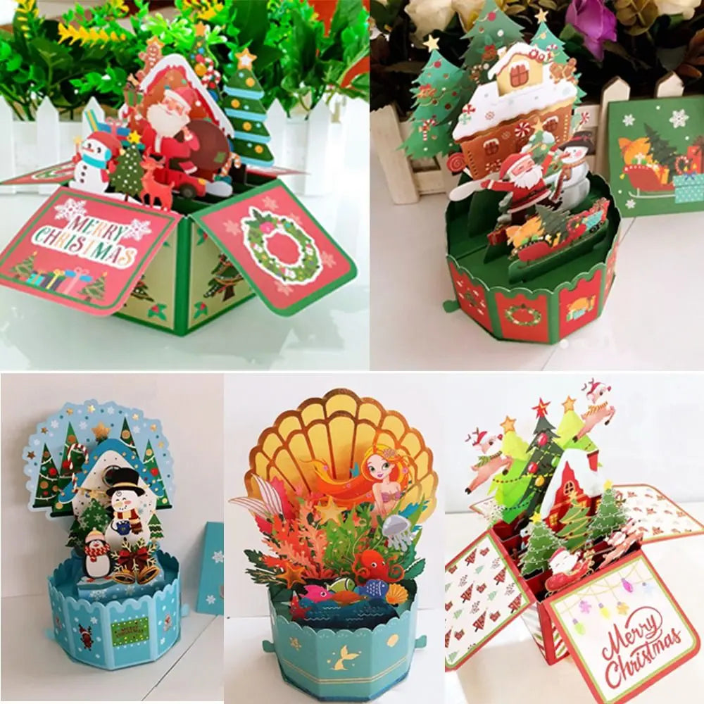 Cartões de Feliz Natal, cartões pop-up de Natal, 3D, conjunto de cartões de Natal 3D