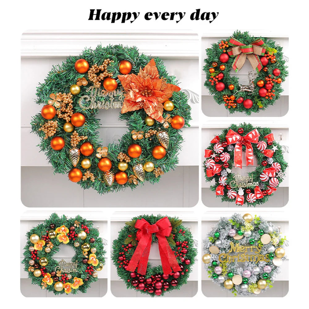 Guirlanda de Natal artificial e guirlanda de natal com flocos de Neve, coroa de 40CM