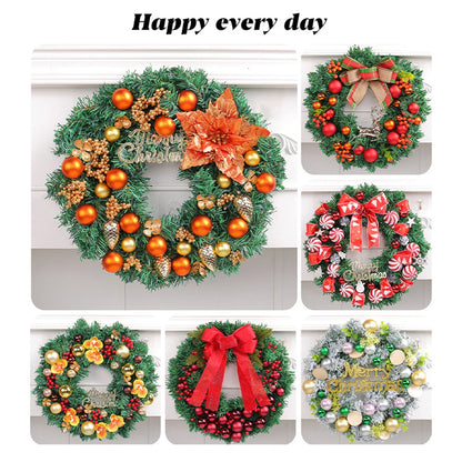 Guirlanda de Natal artificial e guirlanda de natal com flocos de Neve, coroa de 40CM