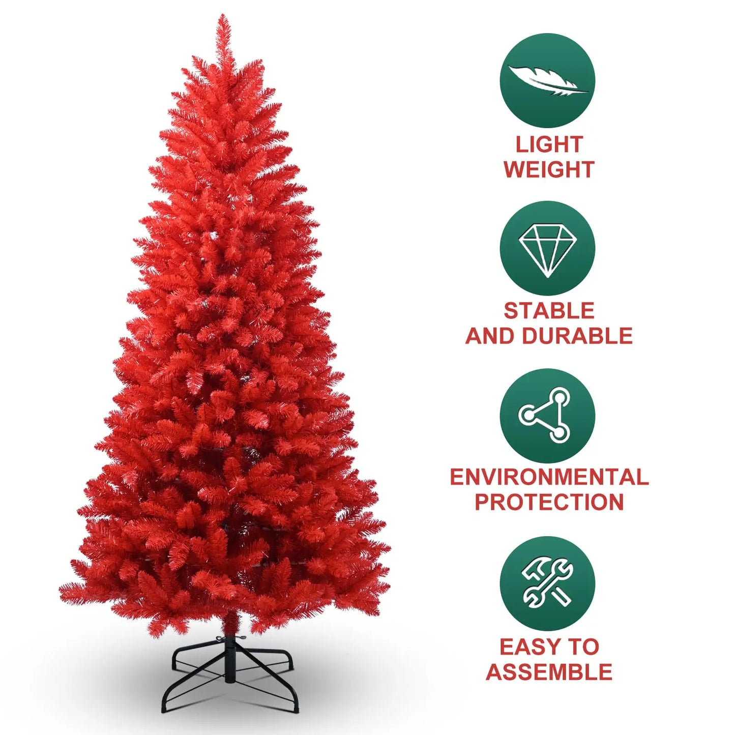 Árvore de Natal vermelha artificial, árvore de Natal Vermelho verdade, árvore fina artificial