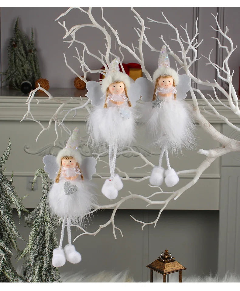 Pingente Anjo Natal Decoração de menina anjo de natal | Pingente de boneca anjo pelúcia