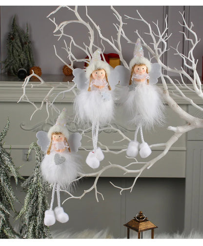 Pingente Anjo Natal Decoração de menina anjo de natal | Pingente de boneca anjo pelúcia