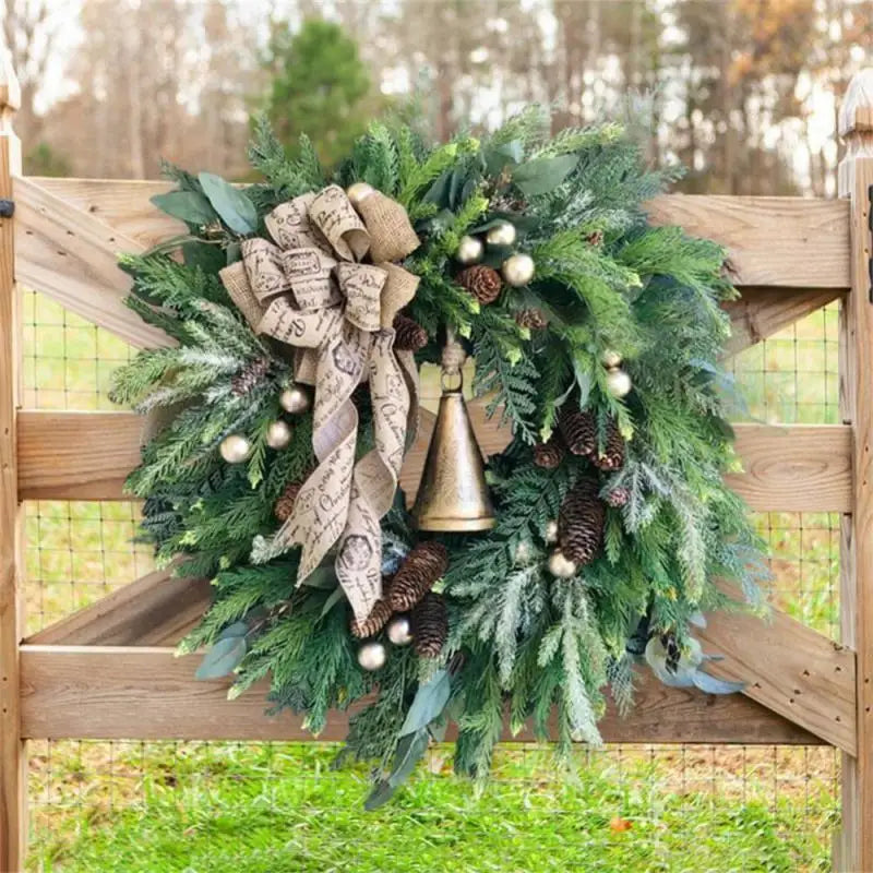 Grinalda de Natal, guirlanda artificial de Natal com folhas azevinho rechonchudas