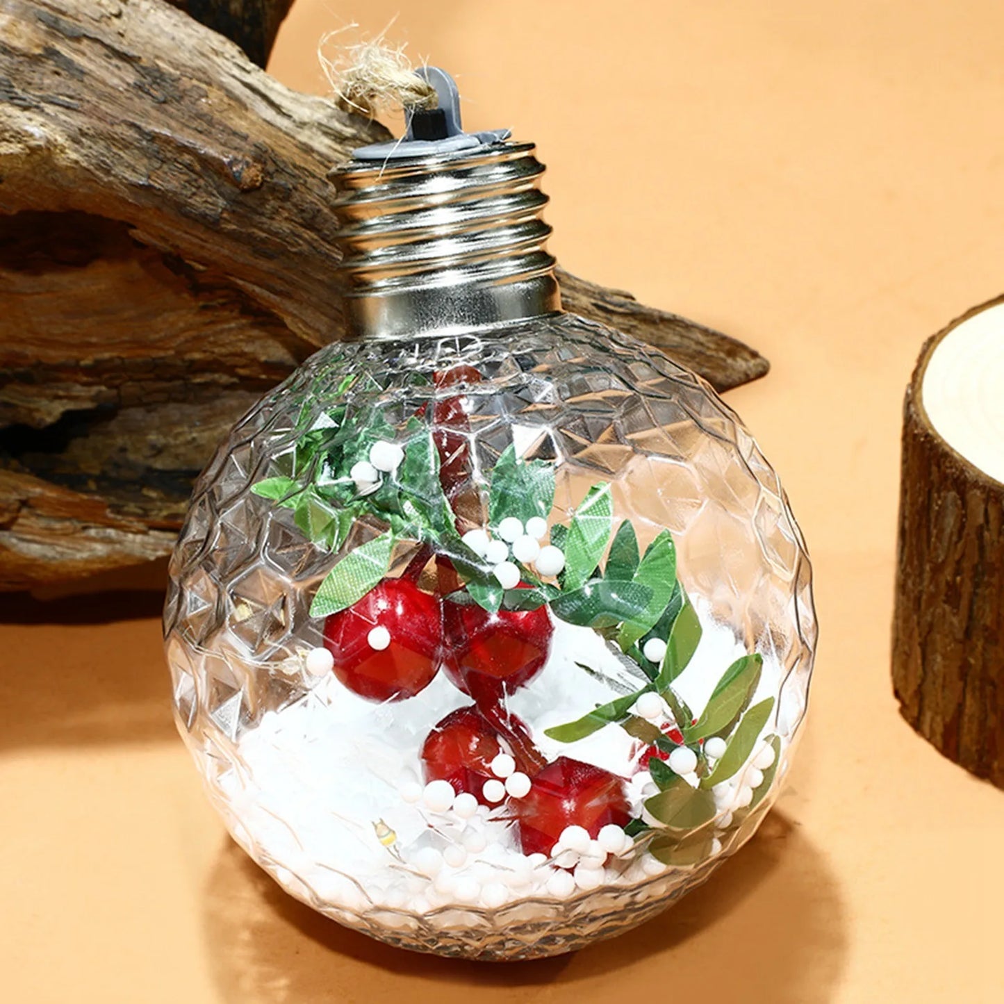 Lâmpada plástico transparente pendurar 1 esferas LED Luzes de Natal Esferas de Natal LED