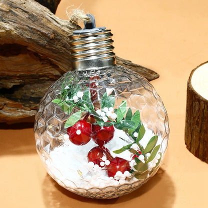 Lâmpada plástico transparente pendurar 1 esferas LED Luzes de Natal Esferas de Natal LED