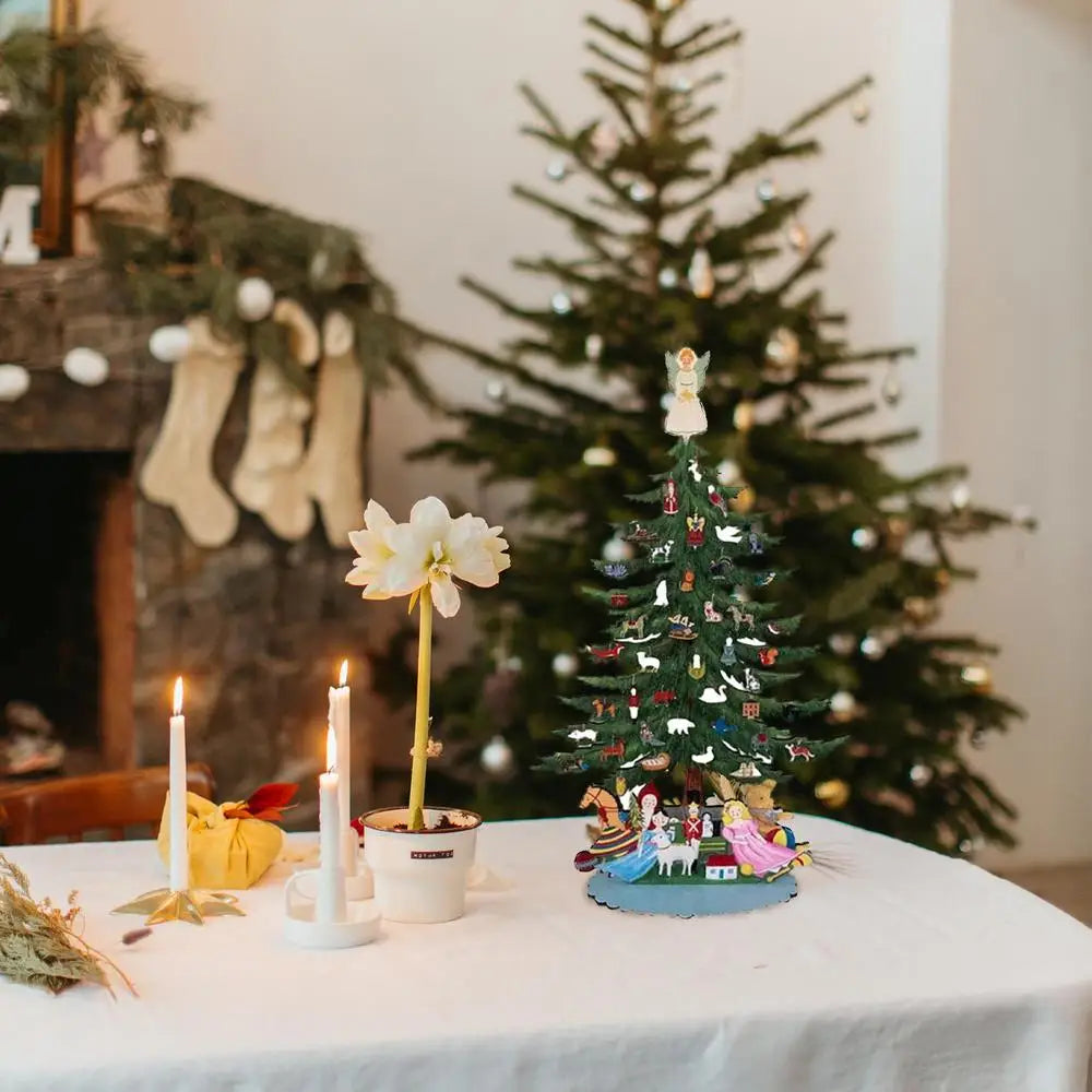 Árvore Natal De Mesa Enfeite Natalino 26,16Cm Madeira Luxo