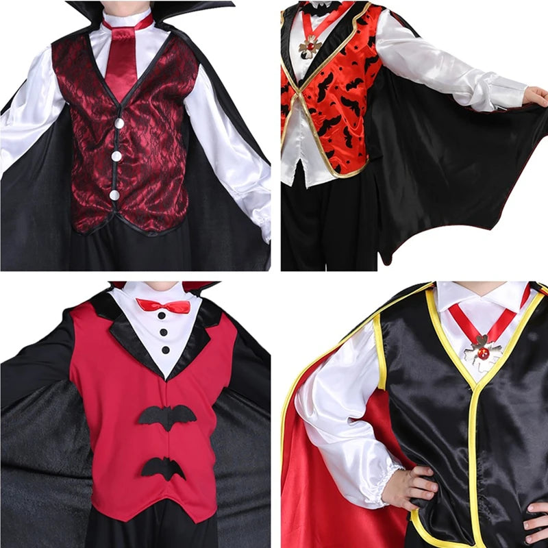 Fantasia Infantil Drácula Vampiro Halloween Cosplay + Capa