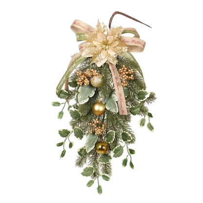 Guirlandas Coroa de Natal Guirlandas Coroa dourada com formato de sino e folhas pinheiro