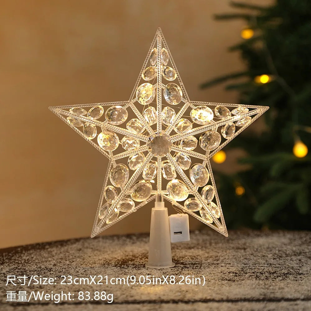 Estrela Ponteira para Árvore de Natal Colorida LED, 15 cm, Pisca-Pisca