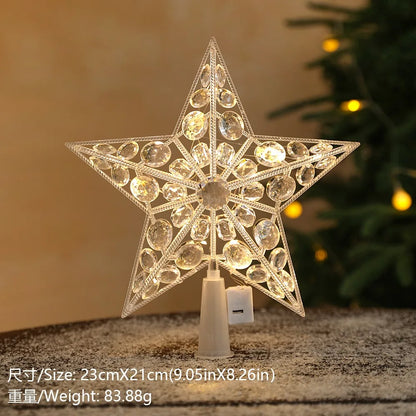 Estrela Ponteira para Árvore de Natal Colorida LED, 15 cm, Pisca-Pisca