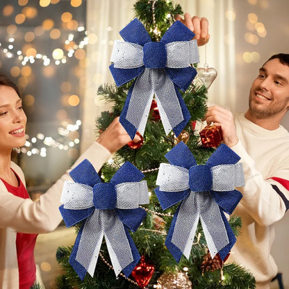 Laço de fita de Natal 1/2 peças tecido brilhante laços de fita natal nós presente decoração