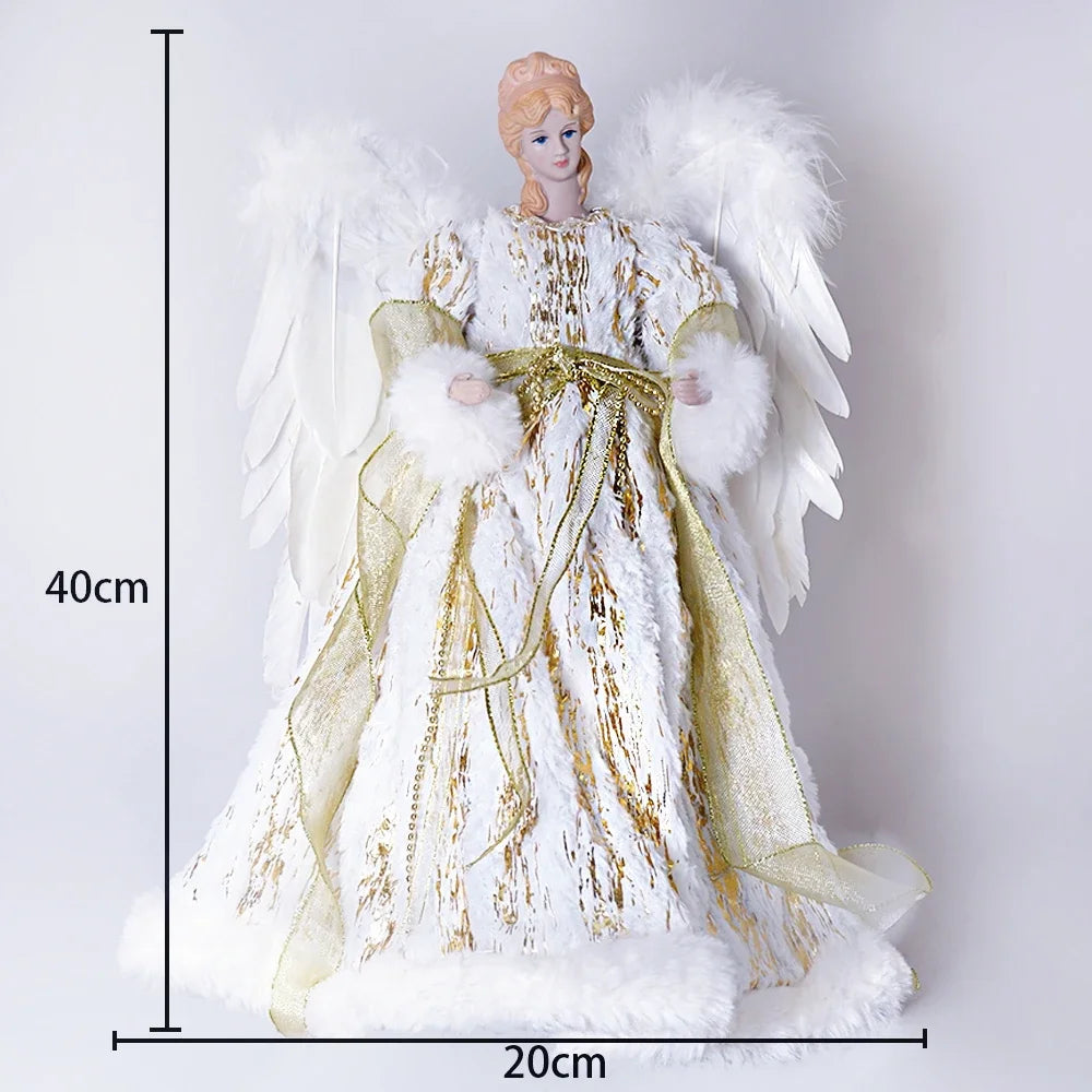 Anjo decorativo para árvore de natal enfeite de árvore de anjo Natal de 40,64cm com asas