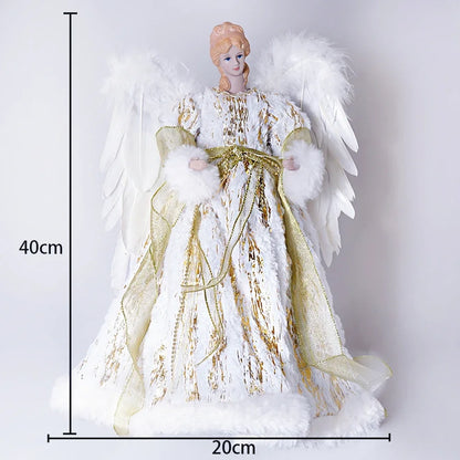 Anjo decorativo para árvore de natal enfeite de árvore de anjo Natal de 40,64cm com asas