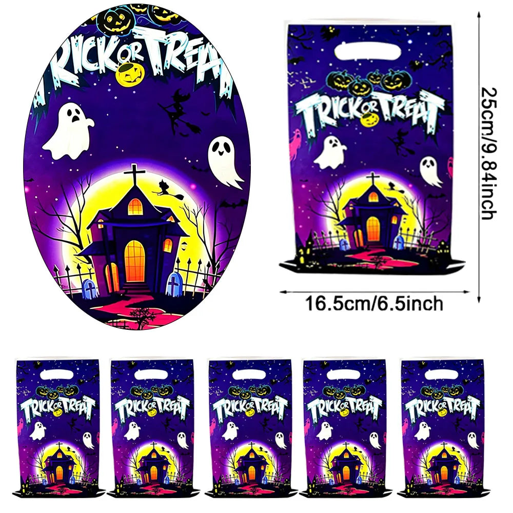 Sacolas Plásticas para Guloseimas e Presentes de Halloween, Sacolas de "Doces ou Travessuras"