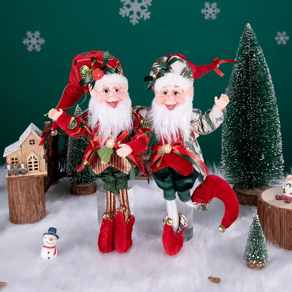 Enfeite Elfo Verde e Vermelho 45cm e 55cm Merita, Personagens Natalinos para Decoração