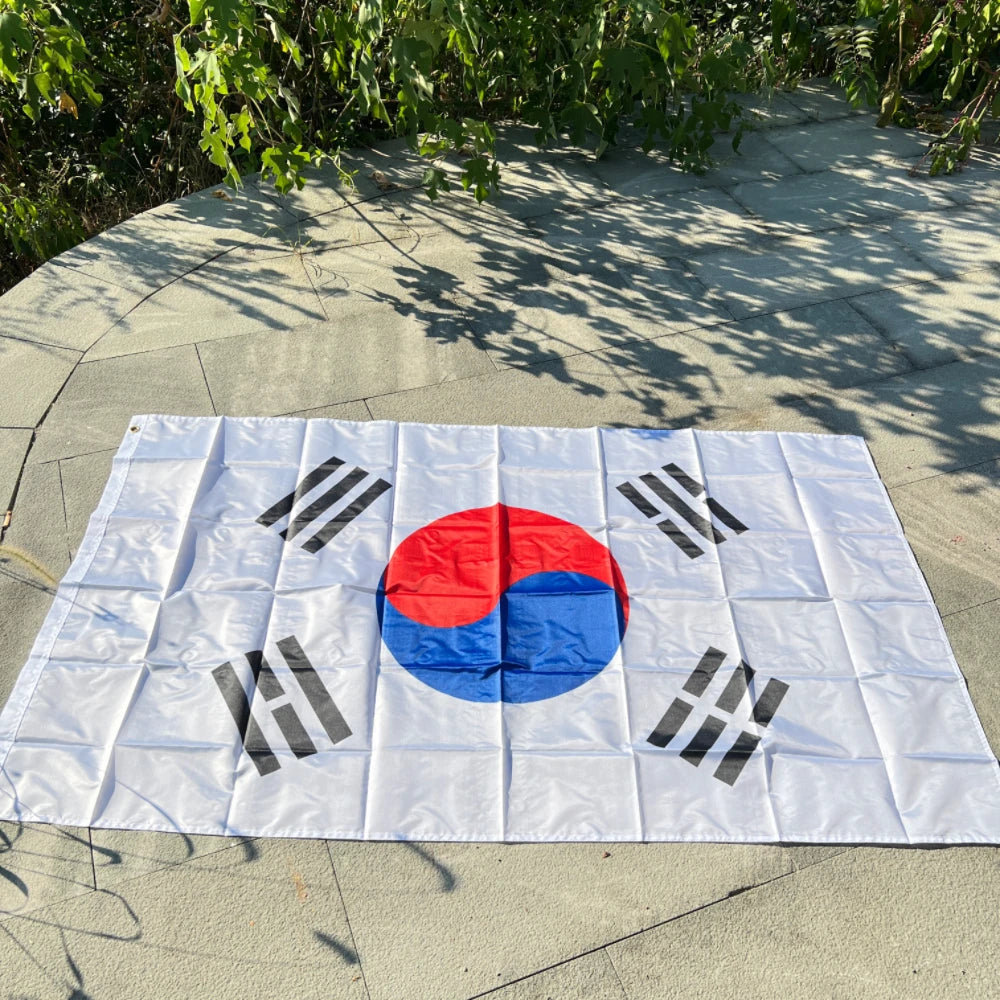 Bandeira da Coreia do Sul para Copa do Mundo de 1,82 m x 1,52 m bordado externo Coreia