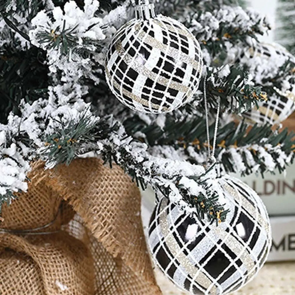 Bolas Natal Preto Branco Decoração de Natal Decorativa de 6 cm/6 Peças ou 8 cm/6 Peça