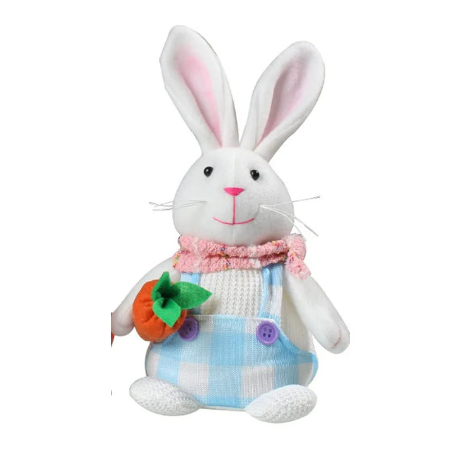 Boneco Coelhinho em pé pelúcia segurando um ovo, pelúcia macio e luminoso feito à mão