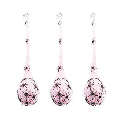 Decoração de Halloween para pendurar sacos de ovo de aranha iluminados, 3 peças sacos