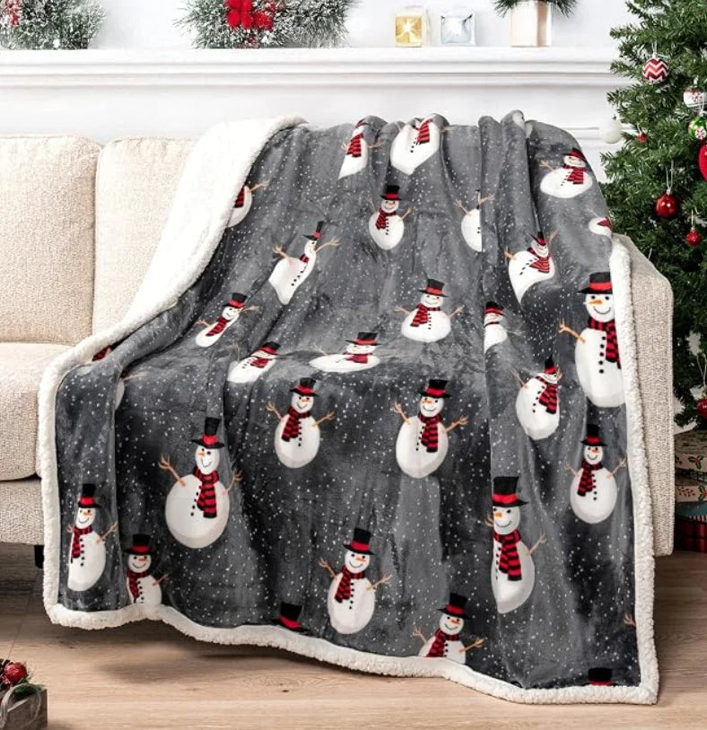 Cobertor de Natal para Presente de Mulher, Manta/Cobertor de Natal com Estampa de Renas e Árvores