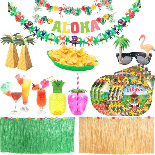 Pacote de decoração de festa havaiana Luau (159 modelos), kit de artigos de festa