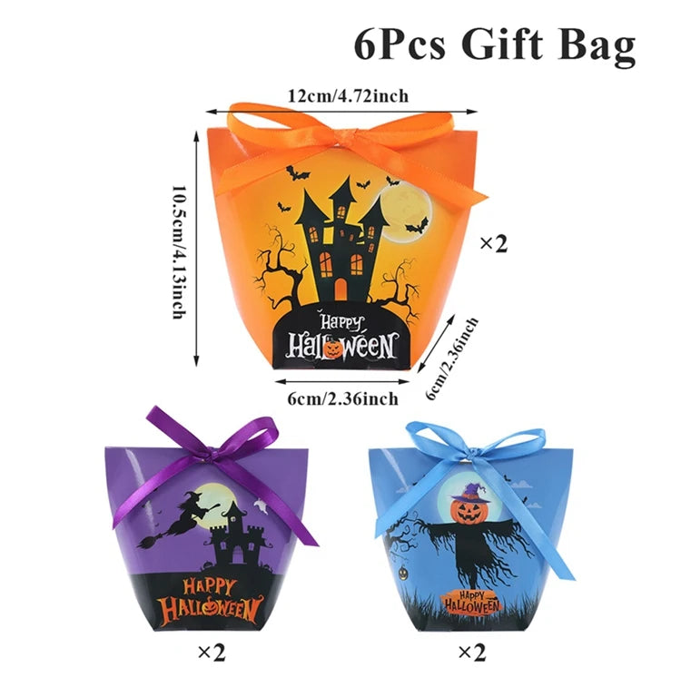 Sacos de doces de Halloween 6 peças, lembrancinhas de festa de Halloween para doces