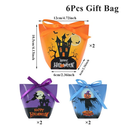 Sacos de doces de Halloween 6 peças, lembrancinhas de festa de Halloween para doces