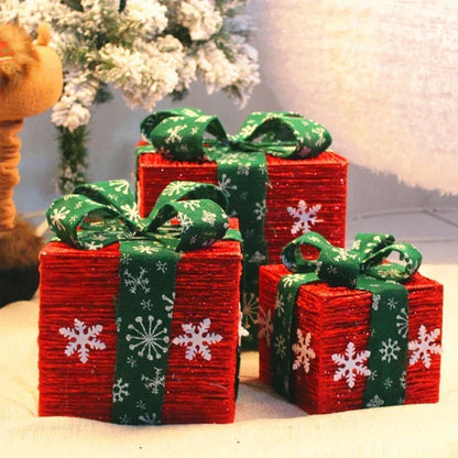 Caixas de presente, decorações de Natal, conjunto de 3 caixas vermelhas festa e feriado