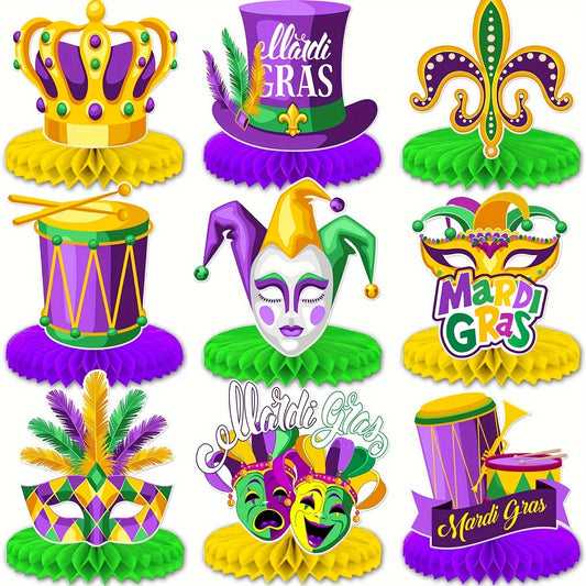 Decoração de mesa de carnaval, peça central de colmeia, centro mesa carnaval de 9 peças