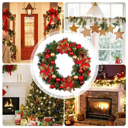 Guirlanda de Natal Vermelho Verde 15.75 polegadas para Decoração de e Mesa, Flor grande