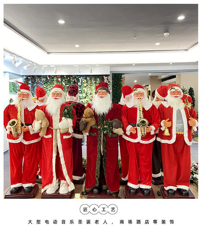 Boneco Papai Noel de Shopping Decoração 1.8 metros e Papai Noel Musical com Saxofone