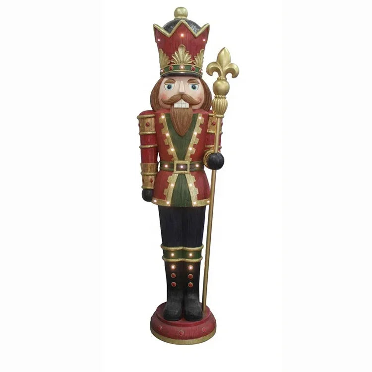 Estatueta de quebra-nozes de resina da Fraser Hill Farm com luzes LED multicoloridas