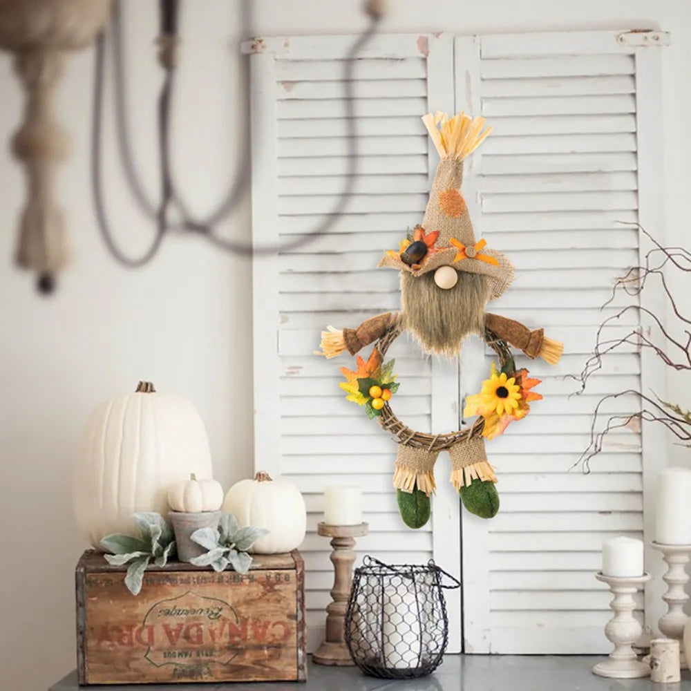 Pingente teto espantalho festa junina , Festa ação graças, chapéu estopa, enfeite guirlanda