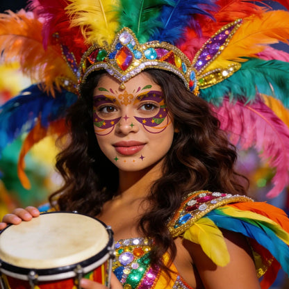 Kit Máscara de Carnaval com/ tatuagem adesivos 3 peças de enfeites de madeira carnaval