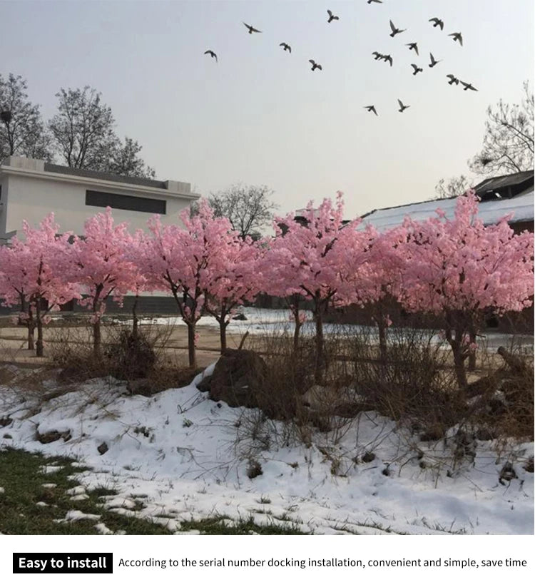 Árvore Flor Artificial Simulação de pouso de cerejeira artificial, enfeites florais e grande