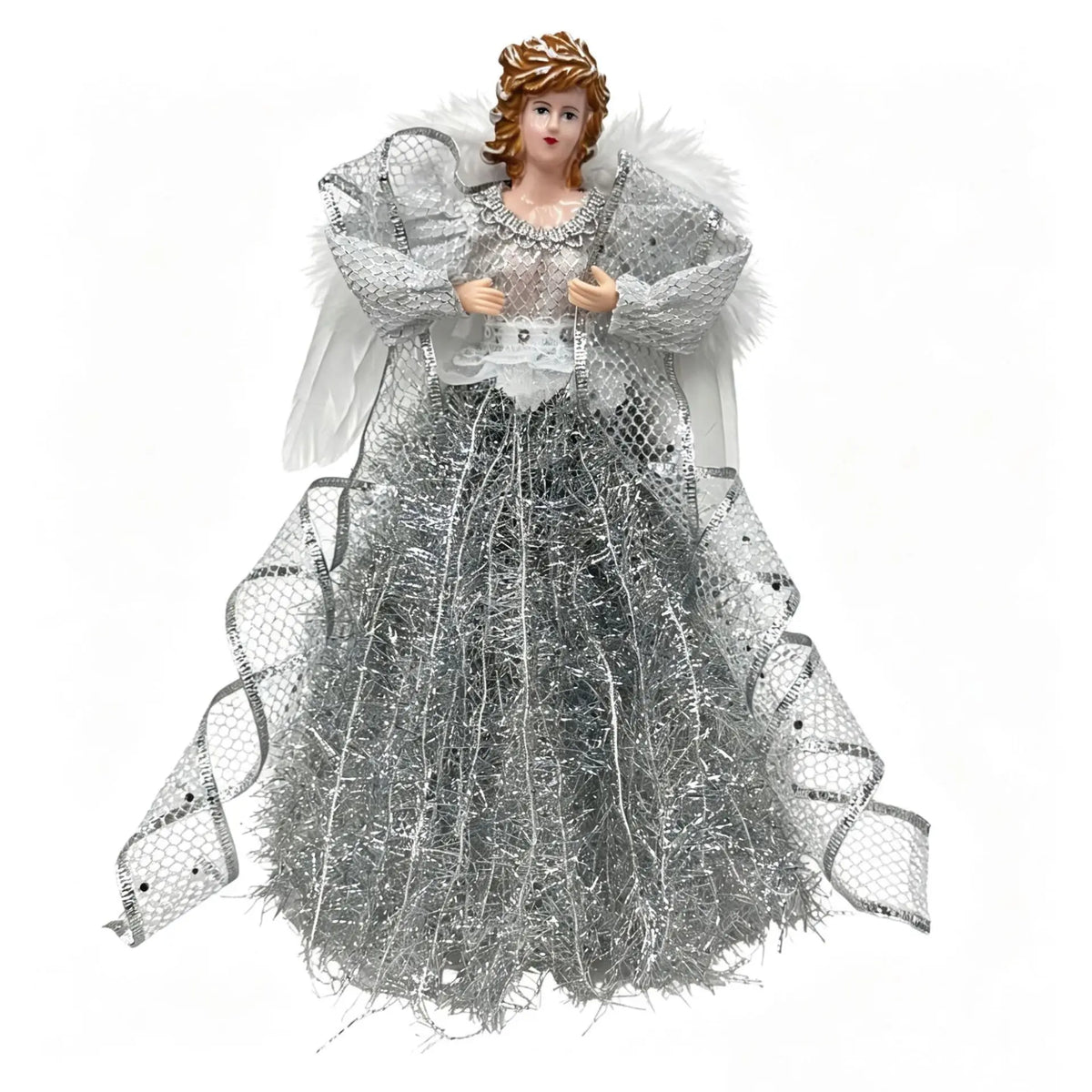 Anjos Natalinos Vestidos Brilhantes São Perfeitos Ponteira de Árvore de Natal 30cm*11.8 Pol./16cm*6.3 Pol.