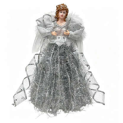 Anjos Natalinos Vestidos Brilhantes São Perfeitos Ponteira de Árvore de Natal 30cm*11.8 Pol./16cm*6.3 Pol.