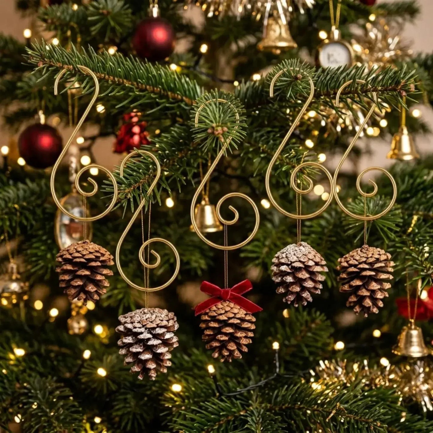 Gancho S para árvore de Natal Pacote com 100 Ganchos de Enfeite Verde Cabides de Natal