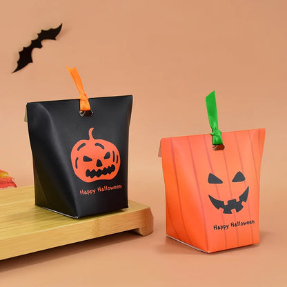 Bolsa de abóbora de Halloween, 10 peças, bolsa de doces, bolsa de doces divertida laranja