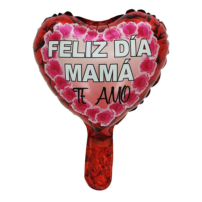 100 balões de alumínio de 45,72 cm em espanhol Feliz Dia Ma Ma, Balão de coração